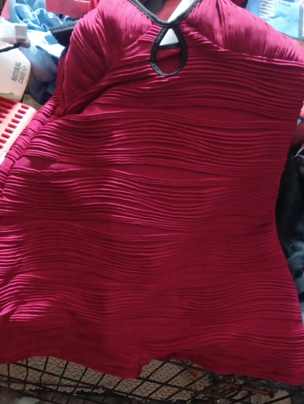 Textured Burgundy Jumper Stretchy Sz L